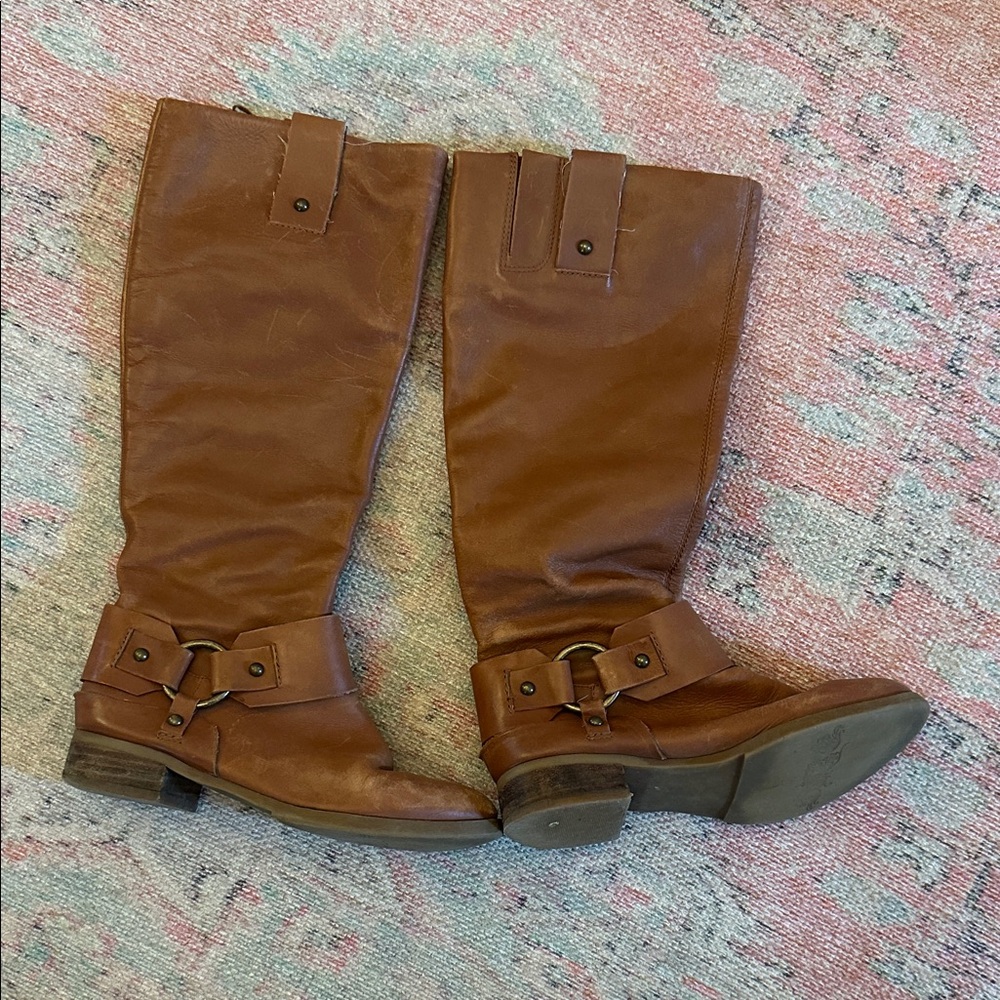 Nine West Camel Knee-High Leather Boots